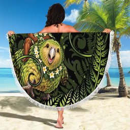 New Zealand Christmas Beach Blanket Santa Riding Kakapo Bird Silver Fern