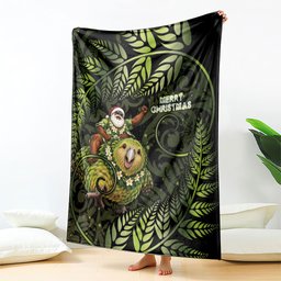 New Zealand Christmas Blanket Santa Riding Kakapo Bird Silver Fern