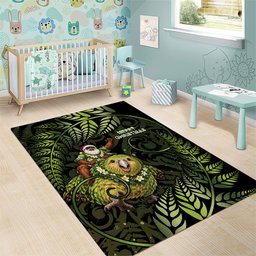 New Zealand Christmas Area Rug Santa Riding Kakapo Bird Silver Fern