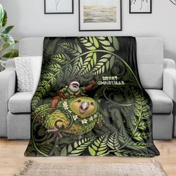 New Zealand Christmas Blanket Santa Riding Kakapo Bird Silver Fern