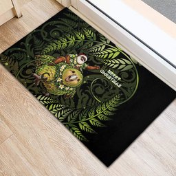 New Zealand Christmas Rubber Doormat Santa Riding Kakapo Bird Silver Fern