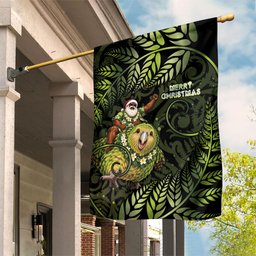 New Zealand Christmas Garden Flag Santa Riding Kakapo Bird Silver Fern