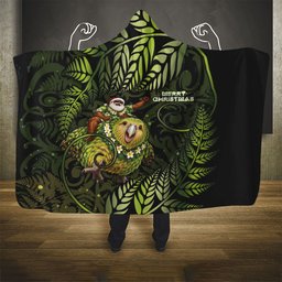 New Zealand Christmas Hooded Blanket Santa Riding Kakapo Bird Silver Fern