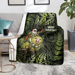 New Zealand Christmas Blanket Santa Riding Kakapo Bird Silver Fern