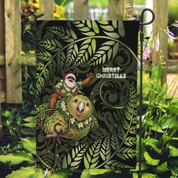 New Zealand Christmas Garden Flag Santa Riding Kakapo Bird Silver Fern