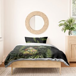 New Zealand Christmas Bedding Set Santa Riding Kakapo Bird Silver Fern