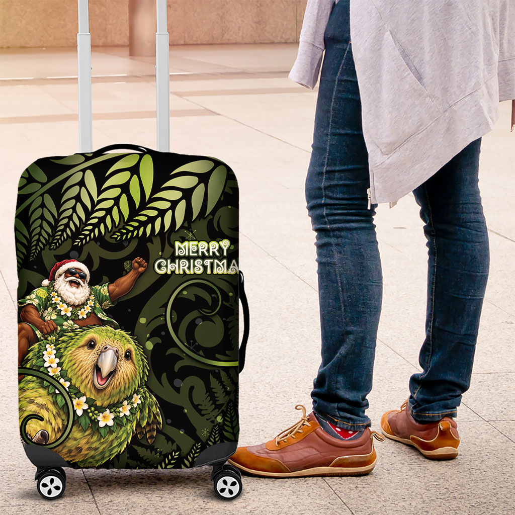 New Zealand Christmas Luggage Cover Santa Riding Kakapo Bird Silver Fern
