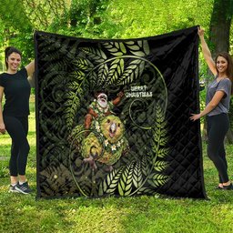 New Zealand Christmas Quilt Santa Riding Kakapo Bird Silver Fern