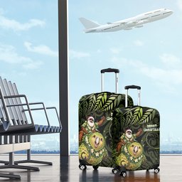 New Zealand Christmas Luggage Cover Santa Riding Kakapo Bird Silver Fern