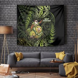 New Zealand Christmas Tapestry Santa Riding Kakapo Bird Silver Fern