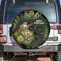 New Zealand Christmas Spare Tire Cover Santa Riding Kakapo Bird Silver Fern