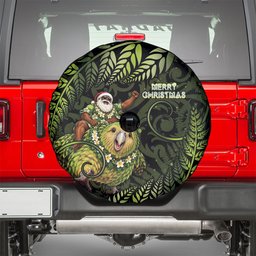 New Zealand Christmas Spare Tire Cover Santa Riding Kakapo Bird Silver Fern