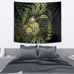 New Zealand Christmas Tapestry Santa Riding Kakapo Bird Silver Fern