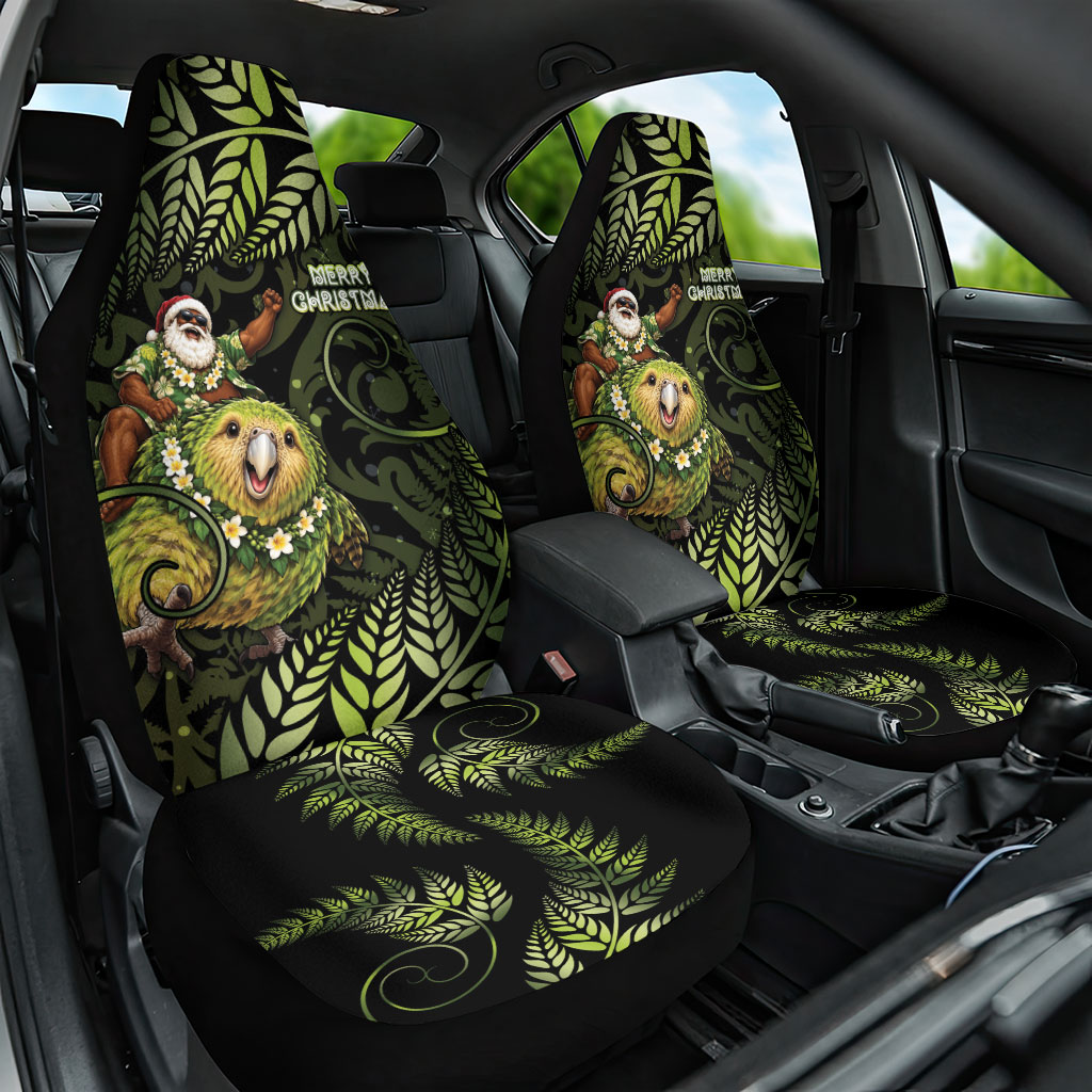 New Zealand Christmas Car Seat Cover Santa Riding Kakapo Bird Silver Fern