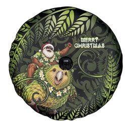 New Zealand Christmas Spare Tire Cover Santa Riding Kakapo Bird Silver Fern