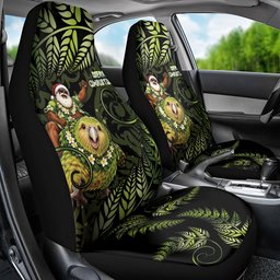 New Zealand Christmas Car Seat Cover Santa Riding Kakapo Bird Silver Fern