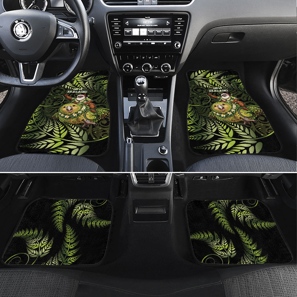 New Zealand Christmas Car Mats Santa Riding Kakapo Bird Silver Fern