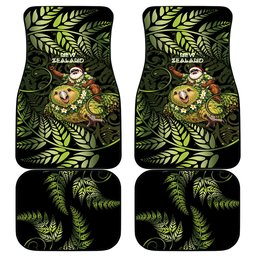 New Zealand Christmas Car Mats Santa Riding Kakapo Bird Silver Fern