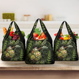 New Zealand Christmas Grocery Bag Santa Riding Kakapo Bird Silver Fern