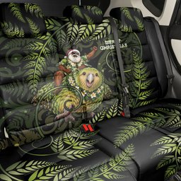 New Zealand Christmas Back Car Seat Cover Santa Riding Kakapo Bird Silver Fern