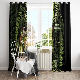 New Zealand Christmas Window Curtain Santa Riding Kakapo Bird Silver Fern