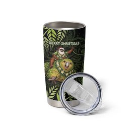 New Zealand Christmas Tumbler Cup Santa Riding Kakapo Bird Silver Fern
