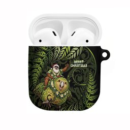 New Zealand Christmas AirPods Case Santa Riding Kakapo Bird Silver Fern