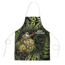 New Zealand Christmas Apron Santa Riding Kakapo Bird Silver Fern