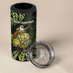 New Zealand Christmas 4 in 1 Can Cooler Tumbler Santa Riding Kakapo Bird Silver Fern