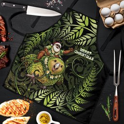 New Zealand Christmas Apron Santa Riding Kakapo Bird Silver Fern