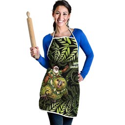 New Zealand Christmas Apron Santa Riding Kakapo Bird Silver Fern