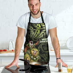 New Zealand Christmas Apron Santa Riding Kakapo Bird Silver Fern