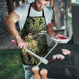 New Zealand Christmas Apron Santa Riding Kakapo Bird Silver Fern