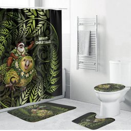 New Zealand Christmas Bathroom Set Santa Riding Kakapo Bird Silver Fern