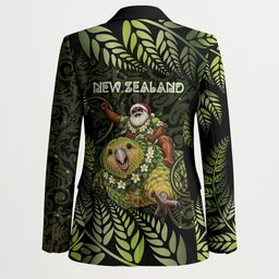 New Zealand Christmas Blazer Santa Riding Kakapo Bird Silver Fern
