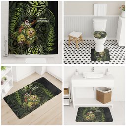 New Zealand Christmas Bathroom Set Santa Riding Kakapo Bird Silver Fern