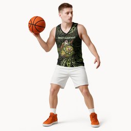 New Zealand Christmas Basketball Jersey Santa Riding Kakapo Bird Silver Fern