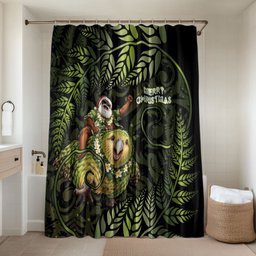 New Zealand Christmas Bathroom Set Santa Riding Kakapo Bird Silver Fern