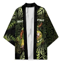 New Zealand Christmas Kimono Santa Riding Kakapo Bird Silver Fern