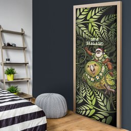 New Zealand Christmas Door Cover Santa Riding Kakapo Bird Silver Fern
