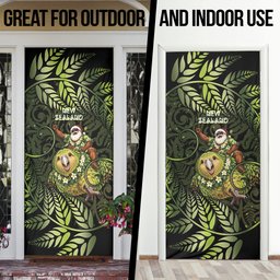 New Zealand Christmas Door Cover Santa Riding Kakapo Bird Silver Fern