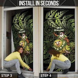 New Zealand Christmas Door Cover Santa Riding Kakapo Bird Silver Fern
