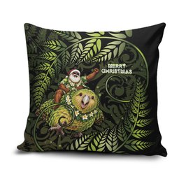 New Zealand Christmas Pillow Cover Santa Riding Kakapo Bird Silver Fern