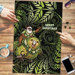 New Zealand Christmas Puzzle Santa Riding Kakapo Bird Silver Fern