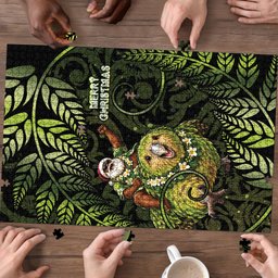 New Zealand Christmas Puzzle Santa Riding Kakapo Bird Silver Fern