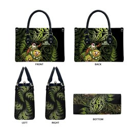 New Zealand Christmas Leather Bag Santa Riding Kakapo Bird Silver Fern