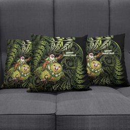 New Zealand Christmas Pillow Cover Santa Riding Kakapo Bird Silver Fern