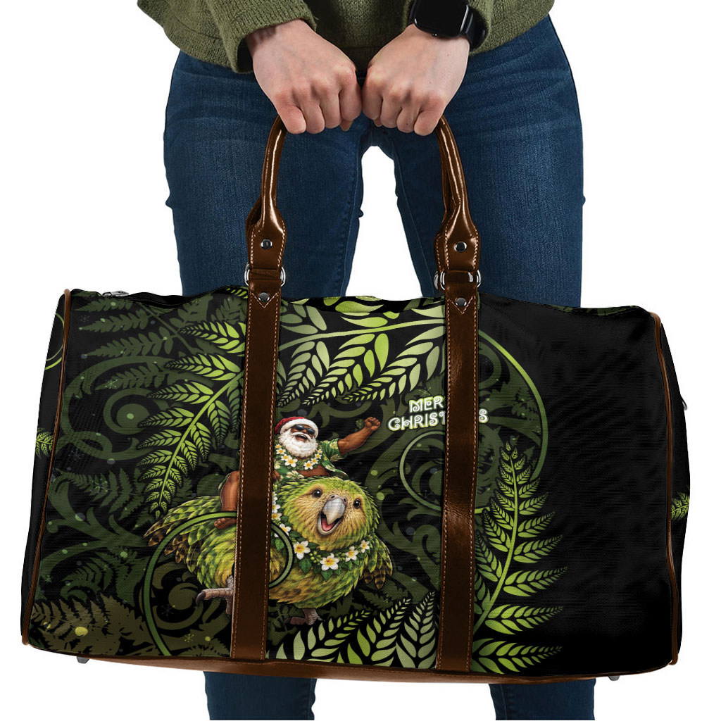 New Zealand Christmas Travel Bag Santa Riding Kakapo Bird Silver Fern