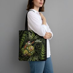 New Zealand Christmas Tote Bag Santa Riding Kakapo Bird Silver Fern