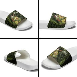 New Zealand Christmas Slide Sandals Santa Riding Kakapo Bird Silver Fern